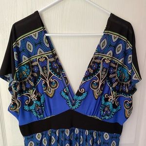 Black and blue maxi dress